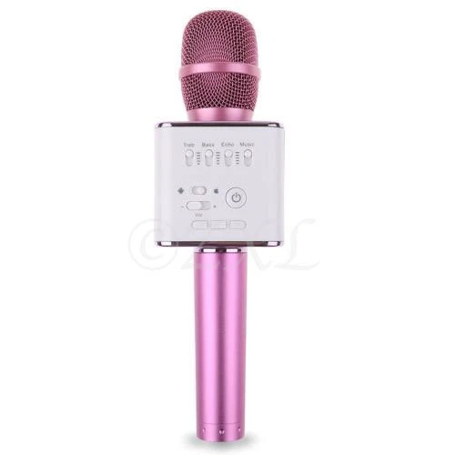 Q9 Mini Wireless Bluetooth Karaoke Microphone Speaker Home KTV USB Player  Pink