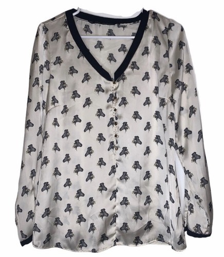 Zara Zebra Animal Print V-Neck Button 
