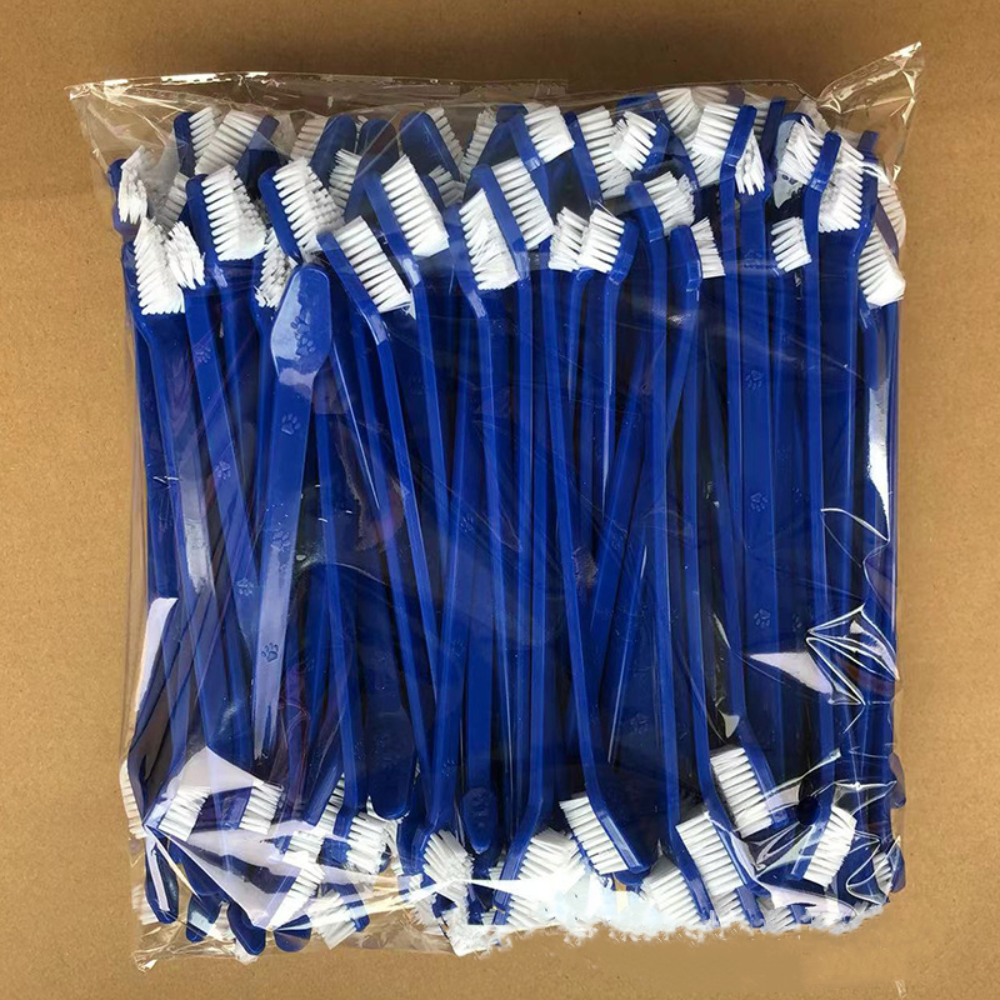 Doubleheaded Pet Cleaning Tool Multiangle Tooth Finger Brush Dog