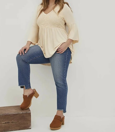 Torrid Jersey Knit V Neck Bell Sleeves Babydoll Tunic Top Sz 4 4X 26 #A77725 - 第 4/5 張圖片