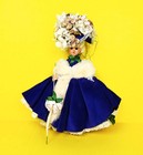 Vintage 1965 Girl Doll Hard Plastic White Hair Blue Eyes 10" Purple Coat Hat VTG — photo 2