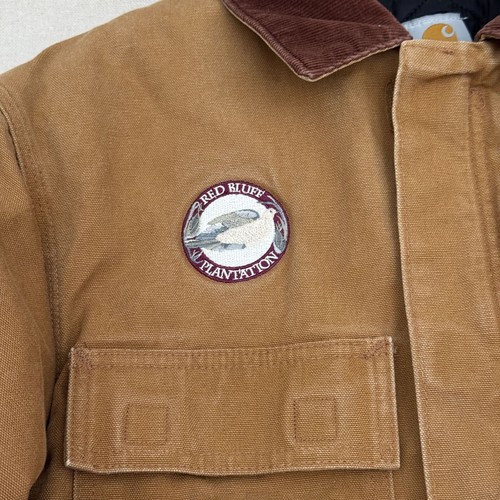 Carhartt Brown Lined Canvas Jacket Corduroy Collar Red Bluff Patch M C003 BRN - Picture 9 of 24