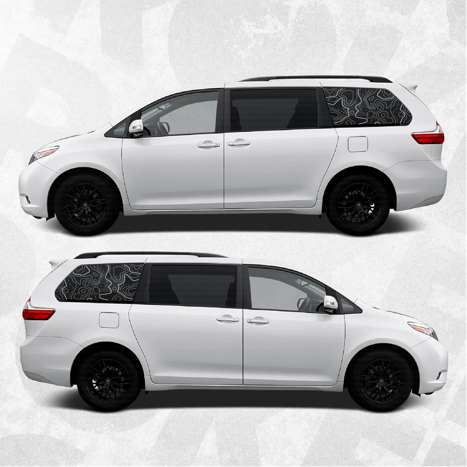 Topographic Map Rear Window Decal Toyota Sienna 2010 - 2020 Compatible Graphics - Image 4 of 4