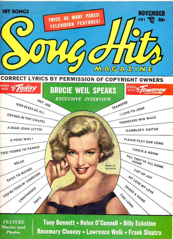 SONG HITS MAGAZINE NOVEMBER 1953.  MARILYN MONROE COVER.  FINE CONDITION, BRIGHT