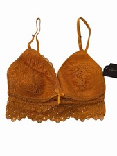 Frederick's of Hollywood Lace Bralette Boho Orange Wireless Small NEW 36