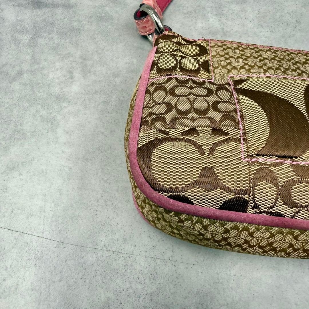 COACH 3693 Vintage Y2K Patchwork Trim Mini Shoulder Bag Pouch Pink