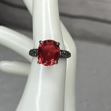 Vintage Sterling Silver Ruby Cocktail Ring Size 7 Flower Band