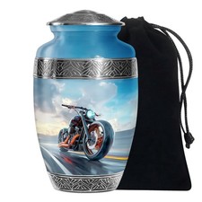 Biker's Paradise Funeral Handmade Urn for Ashes Adult Men Women, 10 Inch