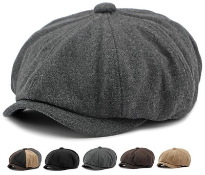 Men's 8 Panel Newsboy Cap Vintage Tweed Cap Herringbone Cabbie Flat Cap