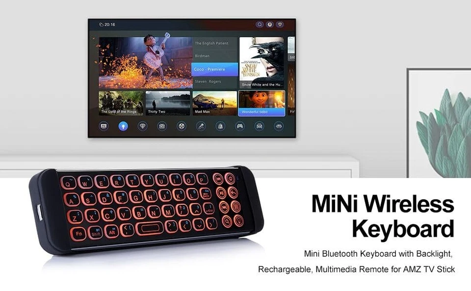 Mini Bluetooth Wireless Keyboard Remote with Backlit for Smart TVs Stick 4k, ... - Image 2 of 4