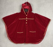 VTG Youth Girls Small Red Cloak Handmade Quilted Lining Velvety Red Riding Hood