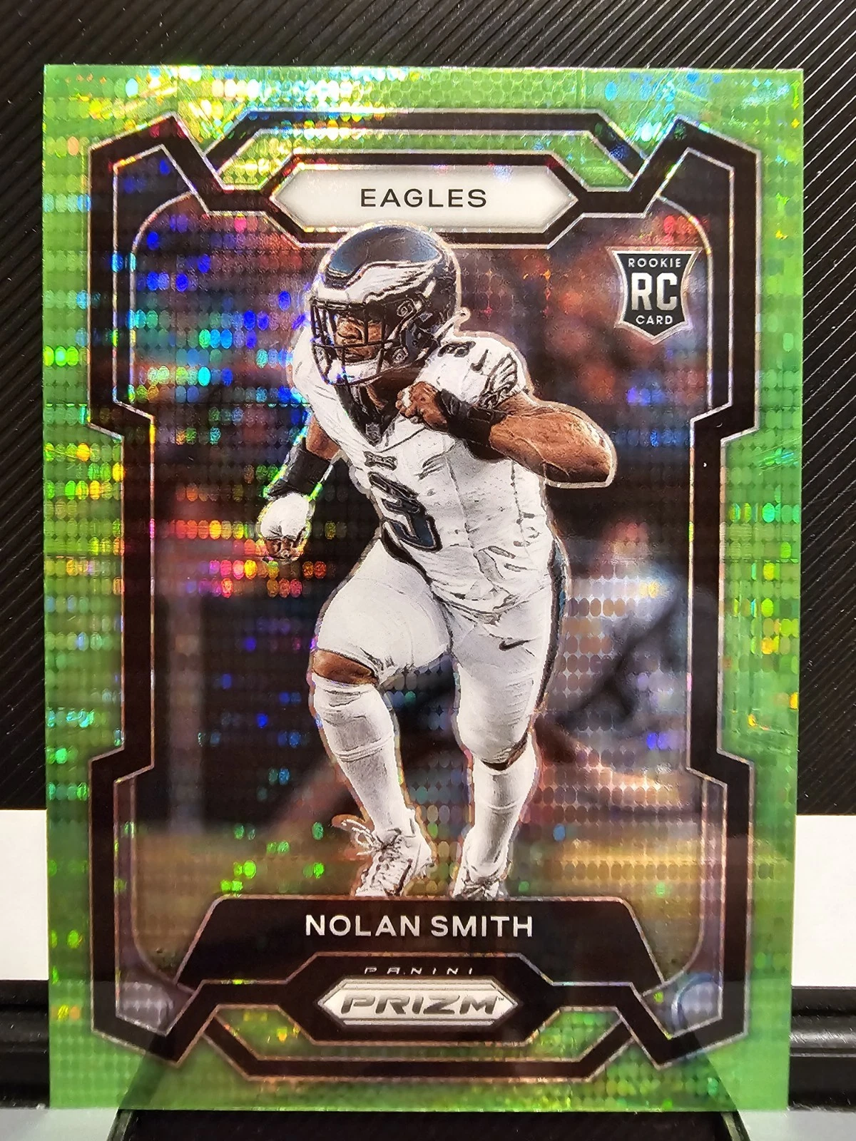 2023 Panini Prizm Football #382 Nolan Smith NEON GREEN PULSAR PRIZM Rookie