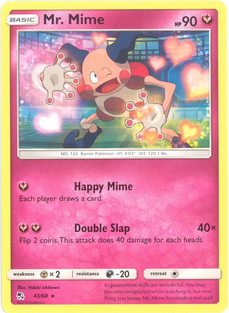 Pokemon Card - Sun & Moon Hidden Fates 43/68 - MR. MIME (rare) - NM/M