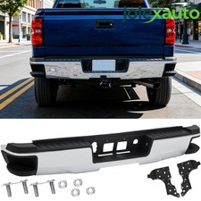 Chrome Rear Bumper Fit 2014-2018 Chevy Silverado Gmc Sierra 1500 Wo Sensor Hole
