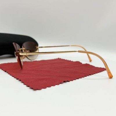 CHANEL CC Logo Rimless Sunglasses Orange Gradient Lens Gold Tone