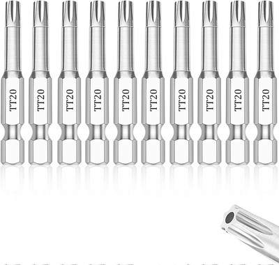 T20 Torx Bits(10-Pack 2 Inch), 1/4 Inch Hex Shank S2 Steel Magnetic Security Tam