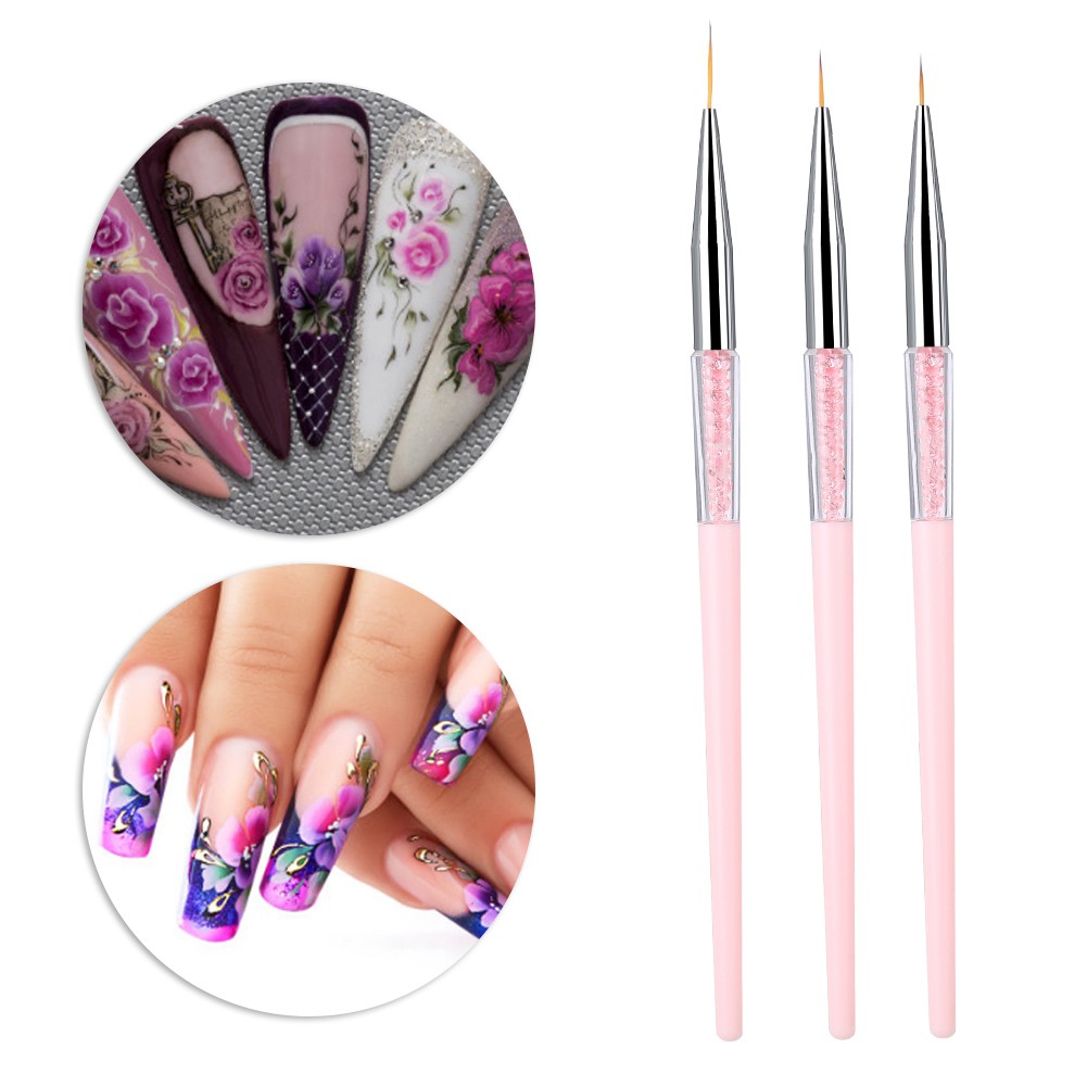 3pcs Nail Art Dotting Liner Brush UV Gel Painting Pen Drawing Tool Set