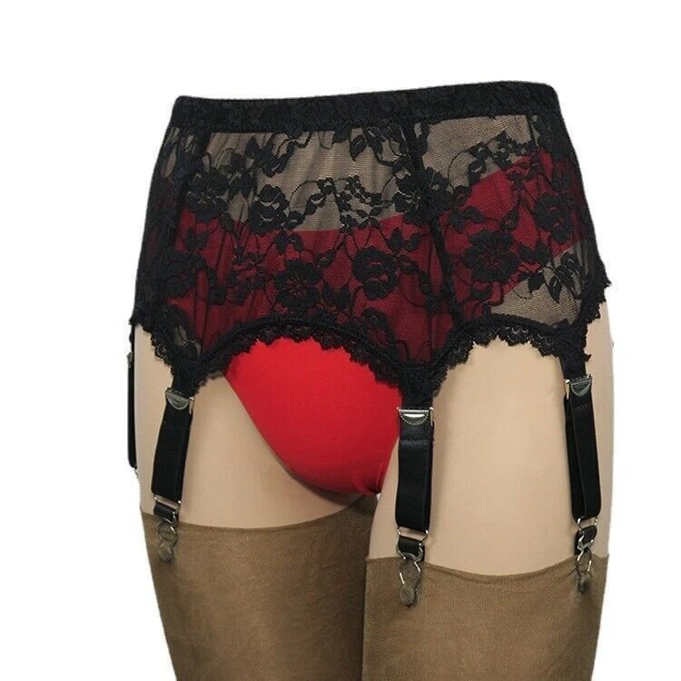 Strapsgürtel englische Strumpfhalter 6 Straps mit Metallclips schwarz - Bild 3 von 4