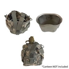 USGI Stainless Steel Canteen Cup + MOLLE II ACU Canteen/Utility Pouch