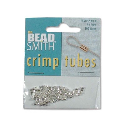 Beadsmith 2x2mm silver plated crimp tubes (100/pkg.)