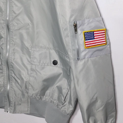 AsstSeries NASA Bomber Jacket Mens Mens XL Silver Streetwear Y2K Space Retro image 8