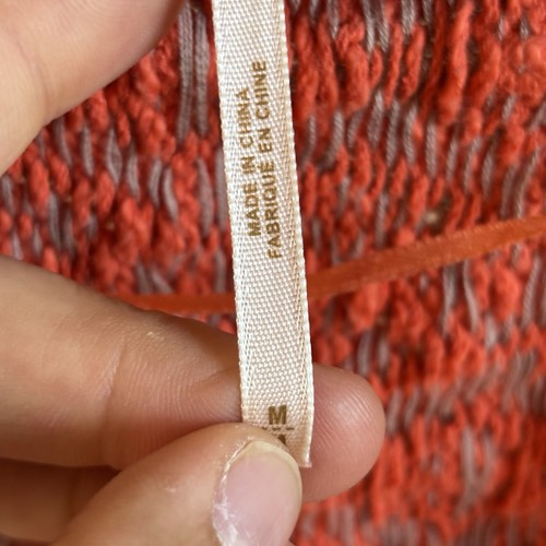 Free People Mujer Med Crotchet Tejido Naranja Tostado Rayas Boho Rústico Abuela - Imagen 6 de 7