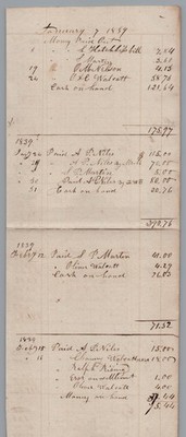 1839 Hand Written Balance Ledger Lumber  & Wood Supplies