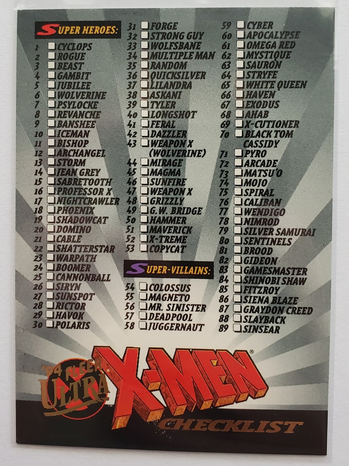 ! YOU PICK ! 1994 Fleer Ultra X-Men Cards Base Singles - Pack Fresh!