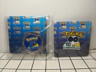 Pokémon GO 10th Anniversary Pikachu & Eevee Pin and Challenge Coin Set - New! 