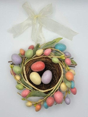 Pastel Easter Egg Wreath, with Egg Nest