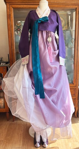 Korean Traditional Dress Hanbok  Set-Purple Top Lavender Skirt / Undergarments