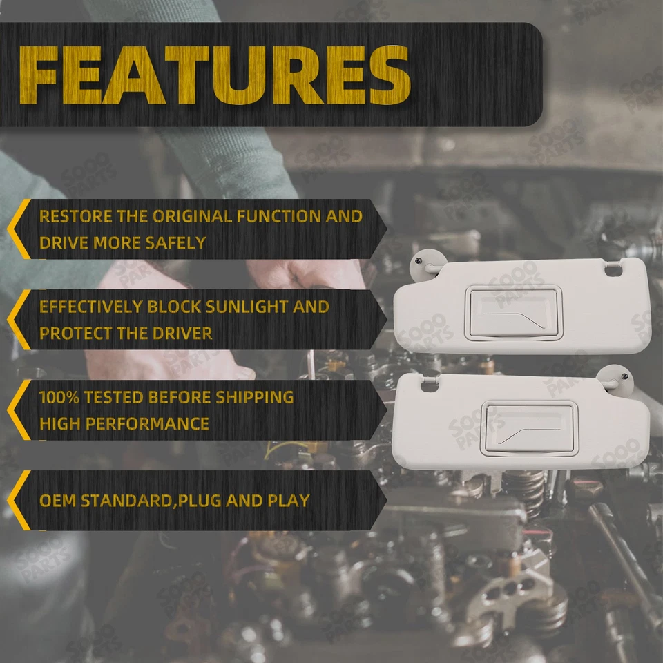 2Pcs Left & Right Side Sun Visor For 2012-2016 Chevrolet Sonic 1.4L 1.6L 1.8L Foto 3 de 4