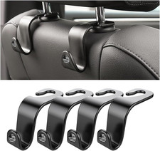 4 Pack Headrest Hooks for Vehicle Seats, Black/Black Flag  Rear-Row Hanging Sto