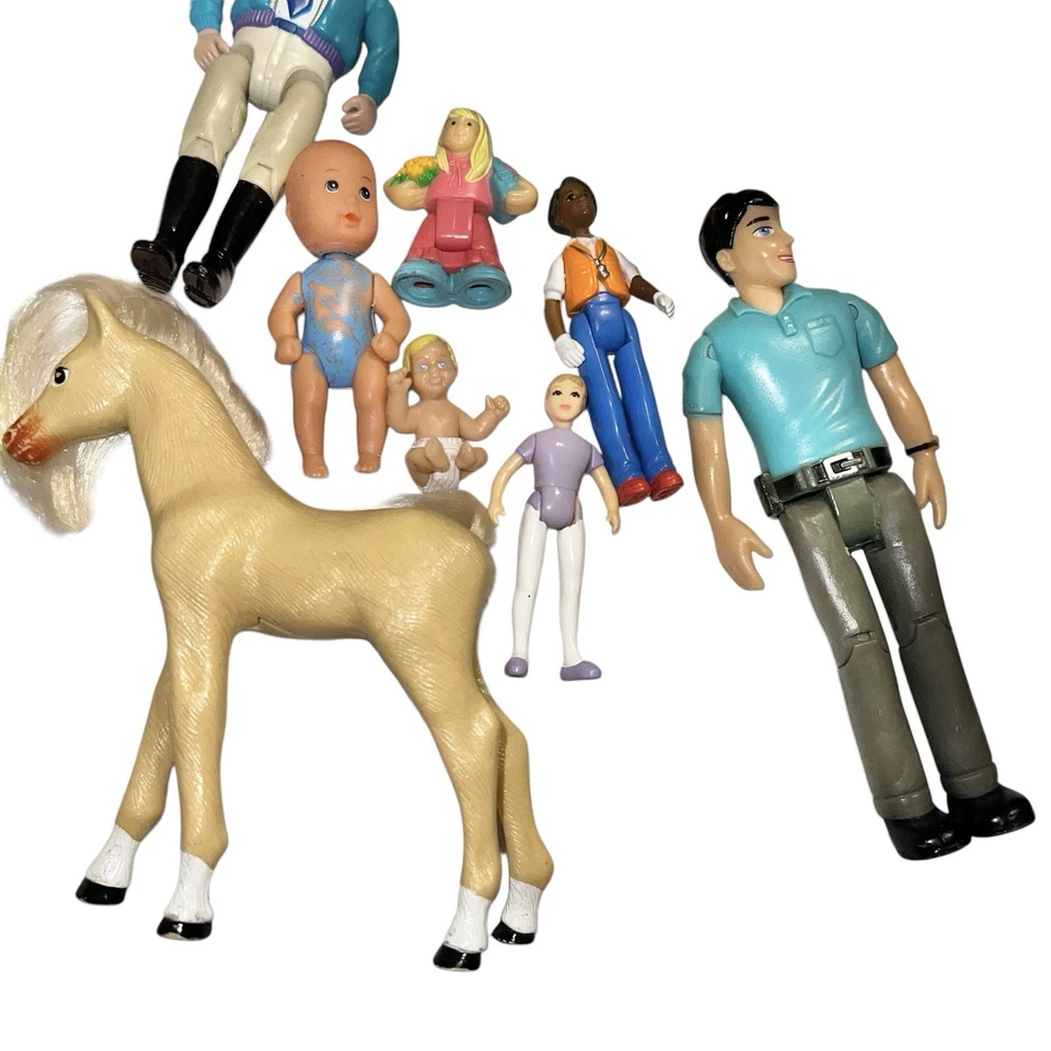 Lote de muebles figuras caballo silla alta gemelos muñecas bebé familia amorosa Foto 4 de 4