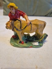 presepe marca ? uomo fissa giogo al bue x arare anni 50  cm 9.9 in composizione 