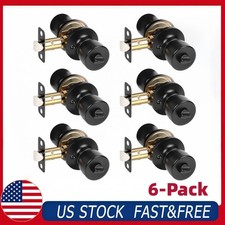 HOSOM 6-Pcs Matte Black Privacy Door Knob Interior Lock Bedroom Bathroom Keyless