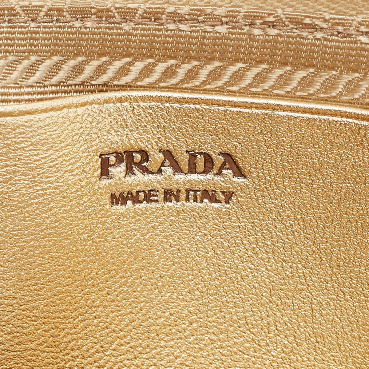 Prada Gold Leather and Satin Crystal Embellished Mini Triangle