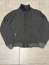 Vintage Woolrich Plaid Lined Wool Jacket Full Zip Bomber Tweed Charcoal Size XL