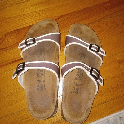 Birkis Birkenstock Salina Sandal 250 US W8 M6 Brown White Strap Germany