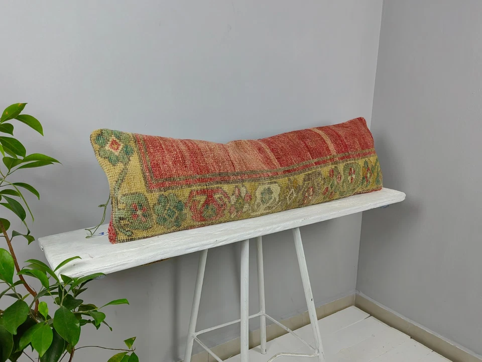 LONG BOLSTER PILLOW TURKISH RUG PILLOW LONG BED PILLOW LONG LUMBAR PILLOW DECOR - Image 2 of 4