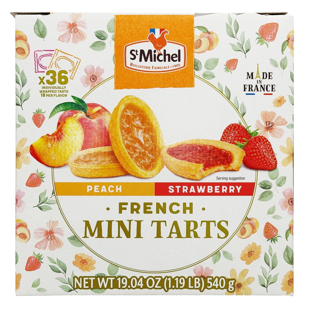 Mini tartas francesas - melocotón y fresa (caja de 19,05 oz) 36 piezas