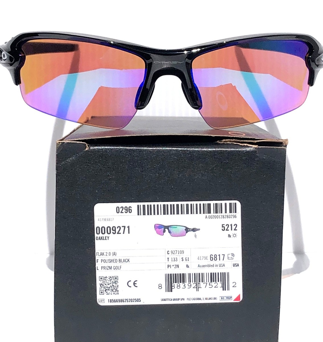 NEW Oakley FLAK 2.0 Shiny Black Frame with PRIZM Golf Lens
