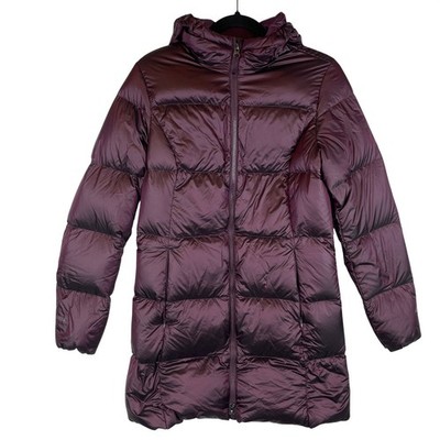 Eddie Bauer Luna Peak Down Parka Womens Small Plum Purple Puffer Jacket 550 Fill