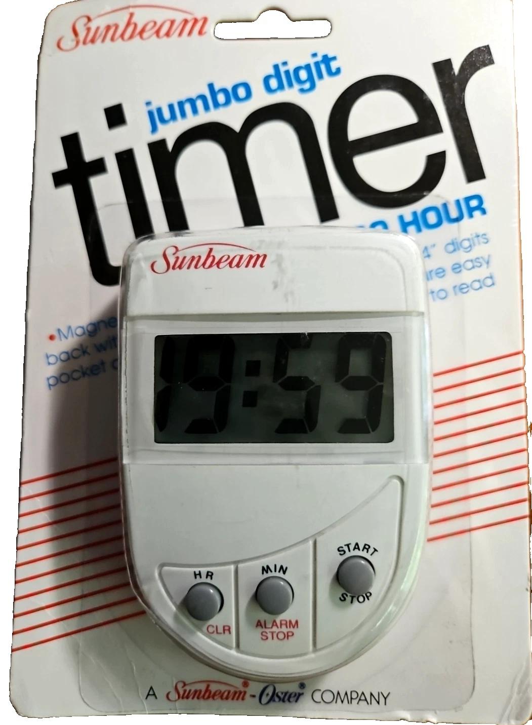 Sunbeam Jumbo Digit Timer #8188 White NOS Vintage 1992