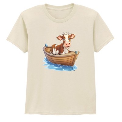 T-Shirt Kuh auf Boot Jungen Mädchen Kinder Segelkuh Geburtstag Geschenk für Kinder