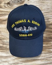 USS Thomas A. Edison SSBN-610 Ball Cap Submarine Dolphins FBM Sub Vet Navy Hat