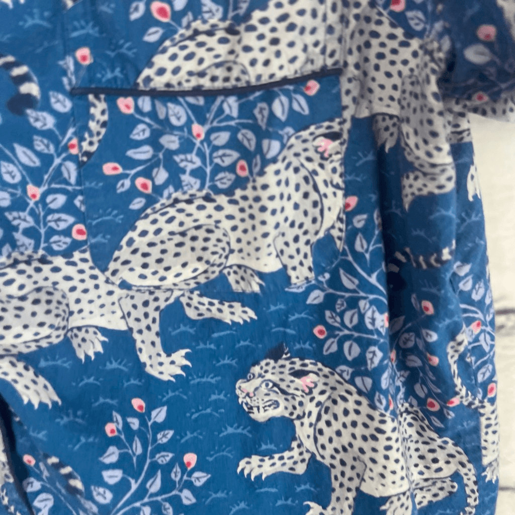 Printfresh Blue Leopard Pajama Top Button Front S… - image 3