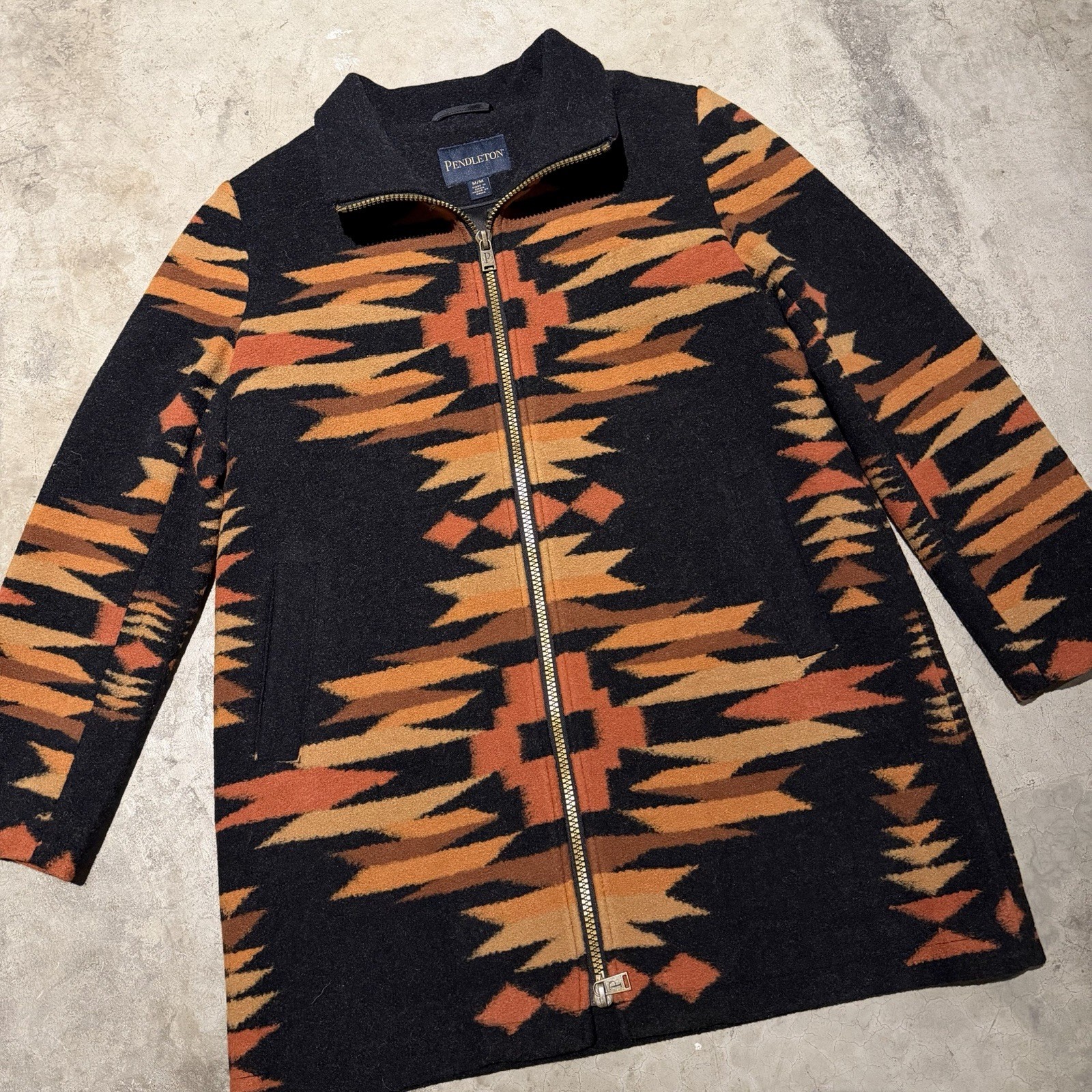 Pendleton Southwestern Pattern Zip Jacket Black O… - image 4