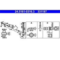 ATE Bremsschlauch Vorne Rechts Passend FüR CitroËN C6 Peugeot 407 | 24.5161-0316