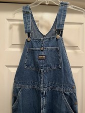 Vintage OshKosh B'gosh Bib Overalls Men 34x32 Blue Vestbak Denim USA